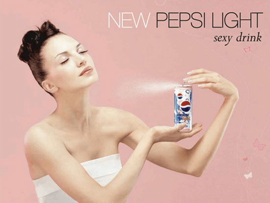 Pepsi ad a girl dressed in pink