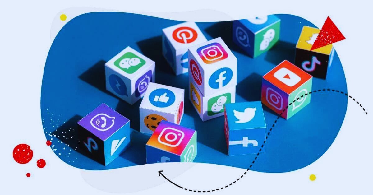 the colorful image shows symbols of different social media platforms in effective way